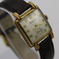 1950 Bulova Men's 10K Gold Swiss Made Automatic 17Jwl Watch w/ Lizard Strap