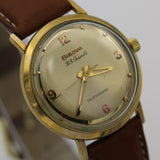 1964 Bulova Men's 10K Gold 23Jwl Automatic Fancy Mirror Dial Watch w/ Strap