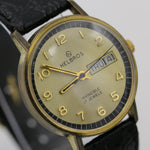 1970s Helbros Invincible Mens Gold 17Jwl Dual Calendar Watch