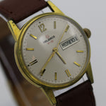 1970s Helbros Mens Gold Made in France Dual Calendar Watch