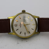 1970s Helbros Mens Gold Made in France Dual Calendar Watch