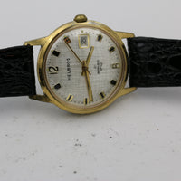 1970s Helbros Invincible Mens Gold 21Jwl Calendar Watch w/ Strap