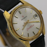 1970s Helbros Men's Electronic Swiss Made Calendar Gold Watch w/ Strap