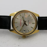 1970s Helbros Men's Electronic Swiss Made Calendar Gold Watch w/ Strap