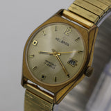 1970s Helbros Invincible Mens Gold 17Jwl Calendar Watch w/ Bracelet