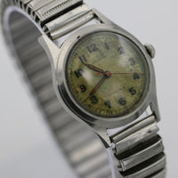 1940s Helbros Invincible Men's Silver Swiss Made Military Watch w/ Bracelet