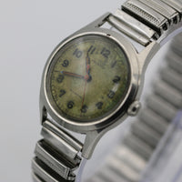 1940s Helbros Invincible Men's Silver Swiss Made Military Watch w/ Bracelet