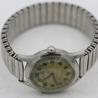 1940s Helbros Invincible Men's Silver Swiss Made Military Watch w/ Bracelet