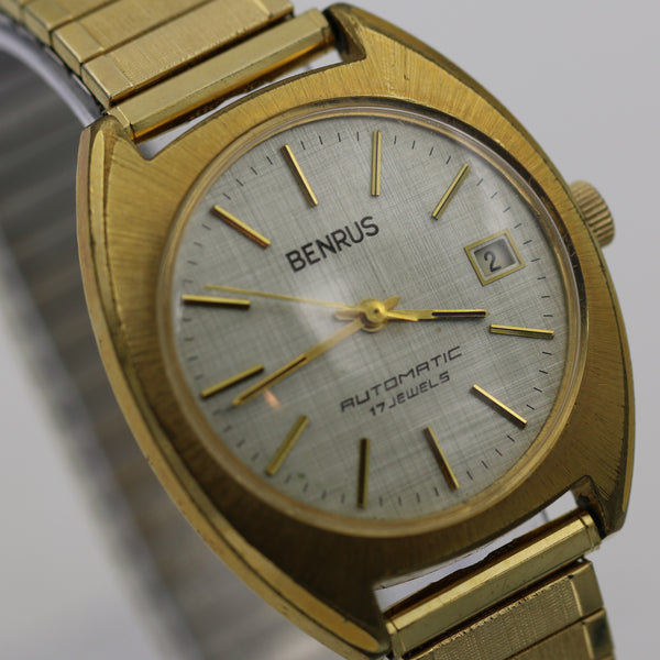 1970s Benrus Men's Swiss Automatic 17Jwl Calendar Gold Watch w/ Bracelet
