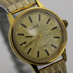 1960s Benrus Men's Gold 17Jwl Textured Large Dial Watch w/ Bracelet