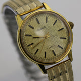 1960s Benrus Men's Gold 17Jwl Textured Large Dial Watch w/ Bracelet
