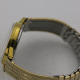 1960s Benrus Men's Gold 17Jwl Textured Large Dial Watch w/ Bracelet