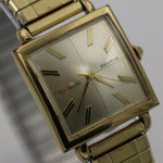 1960s Benrus Men's Gold 17Jwl Quadrant Dial Swiss Made Watch w/ Bracelet
