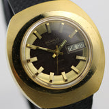 Benrus Citation Men's Electronic Gold Swiss Made Calendar Watch w/ Lizard Strap