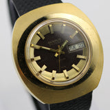 Benrus Citation Men's Electronic Gold Swiss Made Calendar Watch w/ Lizard Strap