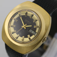 Benrus Citation Men's Electronic Gold Swiss Made Calendar Watch w/ Lizard Strap