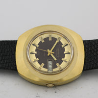 Benrus Citation Men's Electronic Gold Swiss Made Calendar Watch w/ Lizard Strap