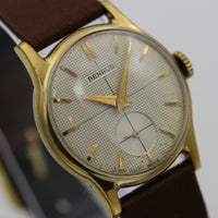 1950s Benrus Men's Swiss 10K Gold Quadrant Dial Watch w/ New Hirsch Calf Strap