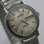 1970s Waltham Men's Swiss Made Silver 17Jwl Dual Calendar Watch