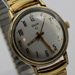 1960s Elgin Men's Gold 17Jwl Swiss Made Textured Lenen Dial Watch