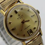 1960s Baylor SkyStar Men's Gold 17Jwl Swiss Made Calendar Watch w/ Bracelet
