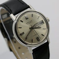 1970s Baylor Men's Silver Automatic 17Jwl Swiss Made Calendar Watch w/ Strap