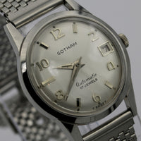1960s Gotham Men's Silver Automatic 17Jwl Swiss Made Calendar Watch w/ Bracelet