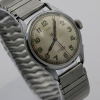 WWII Honig Swiss Made Military Style 17Jwl Men's Silver Watch w/ Bracelet