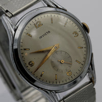 1940s Invicta Men's Swiss Made Large Silver Watch w/ Bracelet