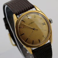 Juvenia Men's Gold 17Jwl Swiss Calendar Slim Watch w/ New DeBeer Alligator Strap