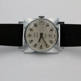 1950s John Hilton Men's 17Jwl Swiss Made Silver Diamond Dial Calendar Watch