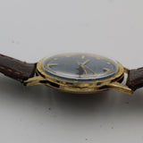 1960s Lucerne Men's Swiss Made Gold Blue Dial Watch w/ Strap