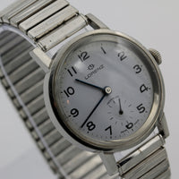 1960s Lorenz Men's Silver Swiss Made Large Watch w/ Bracelet
