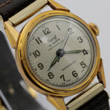 WWII Muros Men's Swiss Made Military 15Jwl Gold Watch w/ Strap