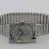 1970s Meyer Lifetime Men's Silver Swiss Made Fancy Case and Dial Watch w/ Bracelet