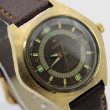 1970s Stellaris Men's 17Jwl Automatic Calendar Gold Watch w/ Strap