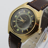 1970s Stellaris Men's 17Jwl Automatic Calendar Gold Watch w/ Strap