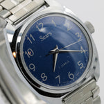1960s Sears Men's Silver Near Mint Condition Blue Dial Watch w/ Silver Bracelet