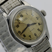 1940s Timor British Military Style Men's 17Jwl Swiss Made Silver Watch w/ Bracelet