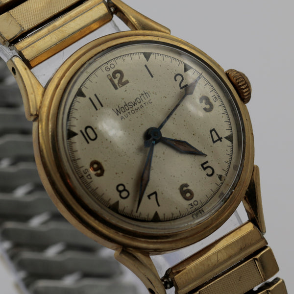 WWII Wadsworth Men's Swiss Made 17Jwl Automatic Gold Watch w/ Bracelet