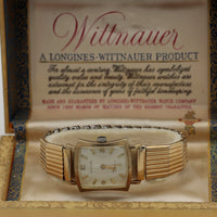 1940s Wittnauer Men's 10K Gold Swiss 17Jwl Fancy Lugs Watch w/ Original Box