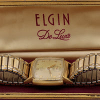 1948 Elgin DeLuxe Men's 10K Gold 17Jwl Made in USA Watch with Original Box