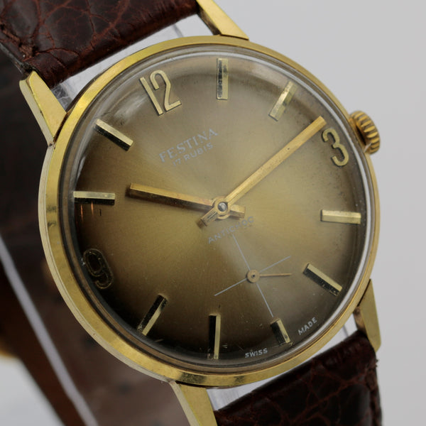 1950s Festina Men's Gold Swiss Made 17Jwl Watch w/ DeBeer Strap