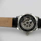New Akribos XXIV Saturnos Collection Automatic Skeleton Dual Exhibition Men's Silver Watch