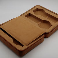 New Genuine Brown Ostrich Portable Watch Box Travel Case Organizer Four Watch Slots