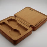 New Genuine Brown Ostrich Portable Watch Box Travel Case Organizer Four Watch Slots