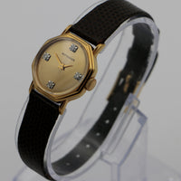 New Wittnauer Ladies Gold Diamonds Octagon Swiss 17Jwl Watch w/ Original Box