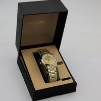 New Seiko Men's Gold Calendar Ultra Thin Bracelet Quartz Watch w/ Original Box