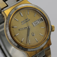 1975 Bulova Accutron Gold Men's Dual Calendar Coin Bezel Watch