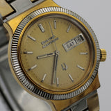 1975 Bulova Accutron Gold Men's Dual Calendar Coin Bezel Watch